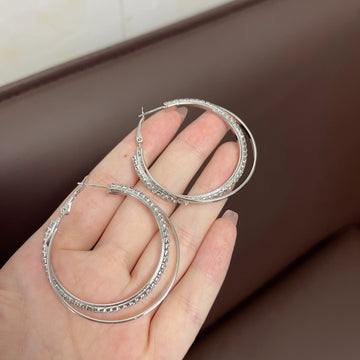 Diamond Simple Bracelet And Eardrop Earring