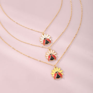 Children'S Jewelry Pastoral Style Flower Ladybug Necklace