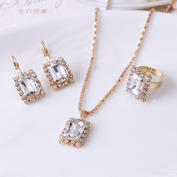 Crystal Set Necklace Earring Ring Three