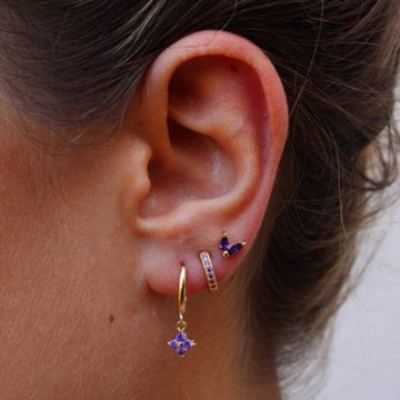 Women'S Floral Clover Stacked Earrings Set