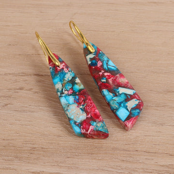 Geometric Flower Shape Pendant Earrings In