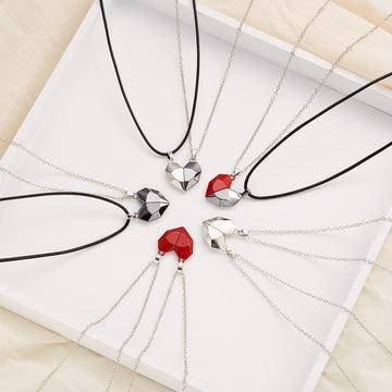Minimalist Lovers Matching Friendship Heart Pendant Necklace