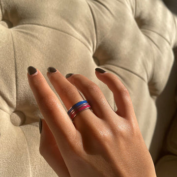 Bisexual Pride Stainless Steel Ring Unisex
