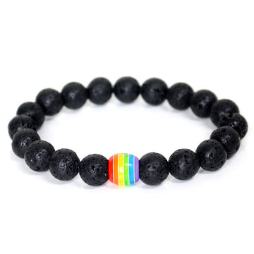 Rainbow Bead Bracelet Pride Natural Stone