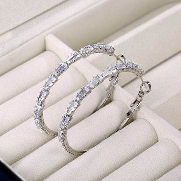 Simple Gold Ladies Zircon Earrings European