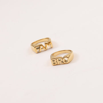 Letter Seal Titanium Steel Plating 18K Ring