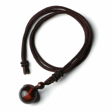Fashion 16Mm Natural Obsidian Amethyst Pendant Necklace