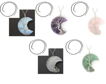 Natural Crystal Moon Pendant Unisex Fashion