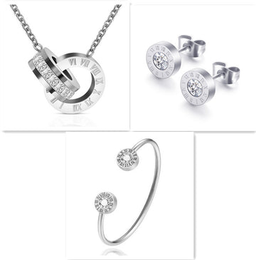 Roman Numerals Diamond Stud Earrings Titanium
