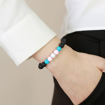 Acrylic Black Agate Beaded Bracelet Unisex