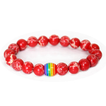 Rainbow Bead Bracelet Pride Natural Stone