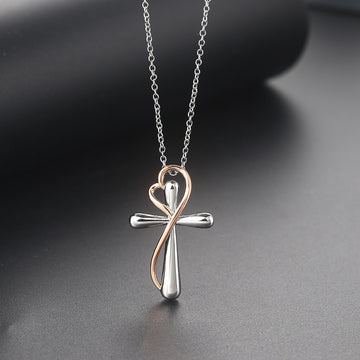 Heart Shaped Cross Necklace Simple Color