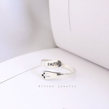 Fashionable English Letter Hollow Belief Ring