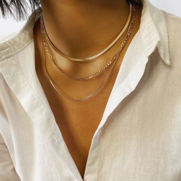 Punk Geometric Snake Bones Chain Multi Necklace