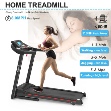 Fitshow App Home Foldable Treadmill With Incline Electric Walking Running Machine 5 Inch LCD Screen 250 LB Capacity Bluetooth Music