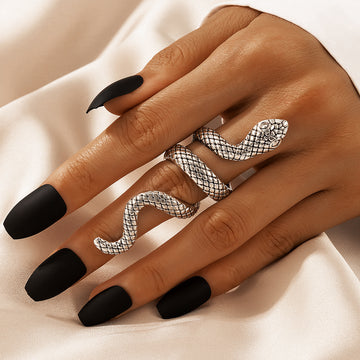Long Cool Handsome Men'S Snake Print Ring
