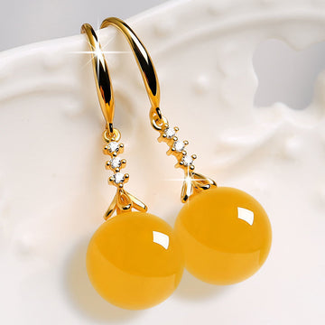 Elegant Silvering Earrings With Chalcedony Green