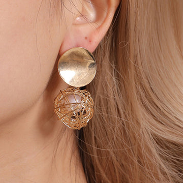 Vintage Geometric Pearl Stud Earrings Simple
