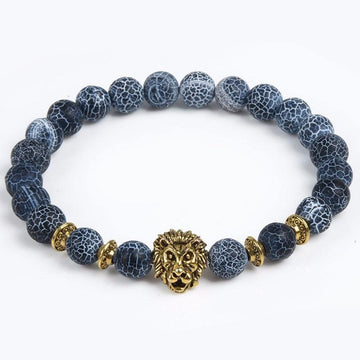 Bold Lion Carved Stone Bracelet For
