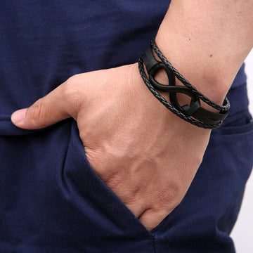 Alloy Lucky Figure 8 Leather Bracelet