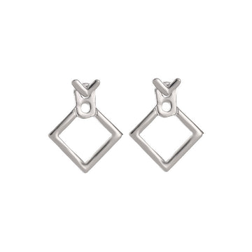 Hollow Diamond Square Stud Earrings For