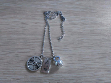 Dumbbell Barbell Couple Pendant Necklace Hypoallergenic