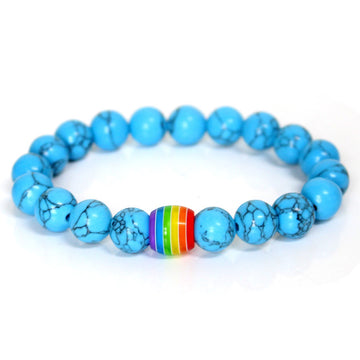 Rainbow Bead Bracelet Pride Natural Stone