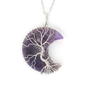 Natural Crystal Moon Pendant Unisex Fashion