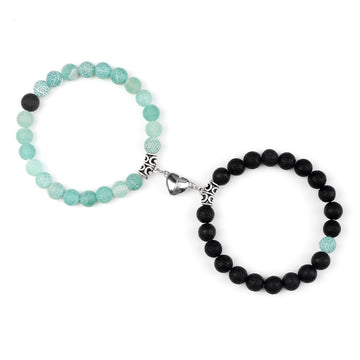 Turquoise Peach Heart Magnet Couple Design Bracelet