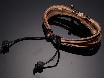 Cowhide Cross Bracelet Retro Leather Men'S