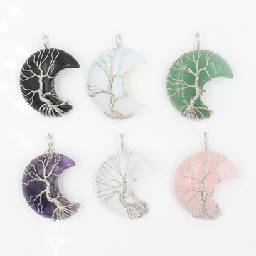 Natural Crystal Moon Pendant Unisex Fashion