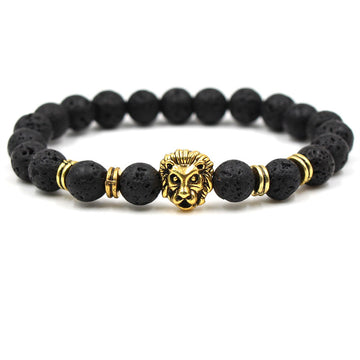 Bold Lion Carved Stone Bracelet For