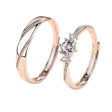 Sterling Silver Couple Wedding Ring Pair