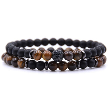 Micro Inlaid Zircon Natural Stone Beaded Bracelet