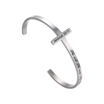 Special Titanium Steel Scripture Cross Bracelet