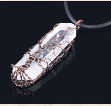 Amorphous White Crystal Pendant Necklace With