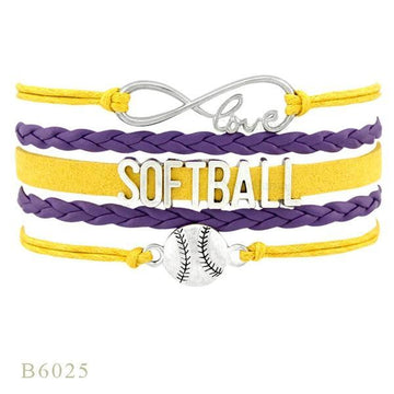 Perforated Letters Softball Baseball Braided Bracelet
