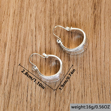 Vintage Carved Pattern Silver Earrings Retro