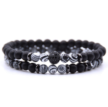 Micro Inlaid Zircon Natural Stone Beaded Bracelet
