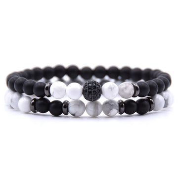 Micro Inlaid Zircon Natural Stone Beaded Bracelet