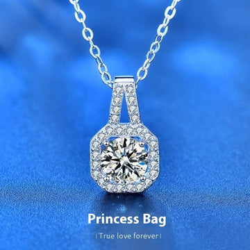 Moissanite S925 Sterling Silver Geometric Necklace