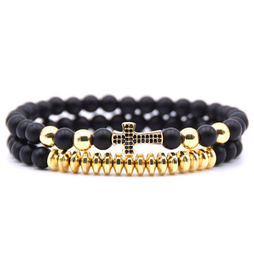 Natural Stone Cross Elastic Bracelet 19Cm