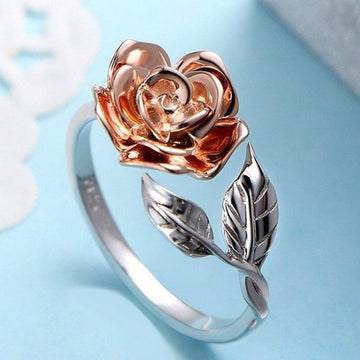 Rose Adjustable Ring With Double Color