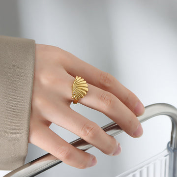 Ocean Style Personalized Scallop Ring For