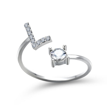 New Design Adjustable 26 Initial Letter Ring