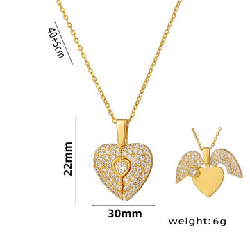 Women'S Heart Opening Closing Necklace Wings