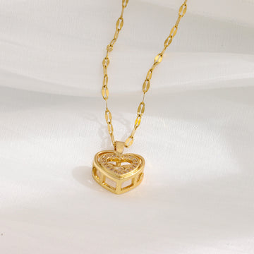 Double Layer Love Necklace With Rhinestones
