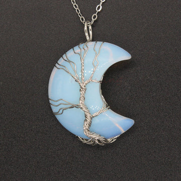 Natural Crystal Moon Pendant Unisex Fashion