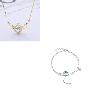 Angel Wings Necklace Women'S Korean Light