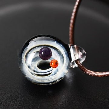 Cosmic Nebula Pendant Necklace Blue Starry